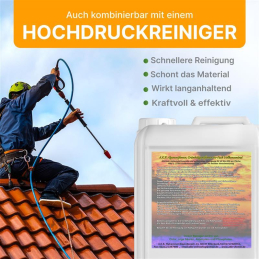 A.K.B. Algenentferner,Grünbelagentferner 60-Fach Vollkonzentrat 6465. (5 Liter Kanister) ,idealer Dachreiniger , Steinreiniger , Fassadenreiniger