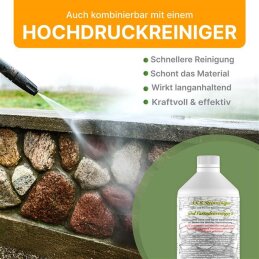 A.K.B. Steinreiniger und Fassadenreiniger S Konzentrat, 2221 (1 Liter) , effektiver Dachreiniger !  idealer Flechtenentferner  Pilzentferner  Grünbelagentferner