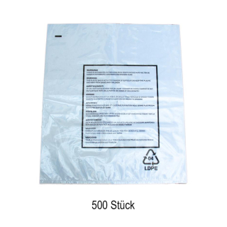 500 Stück PE-Beutel 400x500x0,050mm (50mµ) einseitig offen | Polybeutel Plastikbeutel Folienbeutel Impulsbeutel | Flachbeutel Tüte Tütchen Beutel transparent,mit Aufdruck