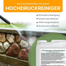 A.K.B. Steinreiniger und Fassadenreiniger S Konzentrat, Artikel 0425, effektiver Dachreiniger !, flechtenentferner (6-9 Monate), grünbelagentferner,algenentferner