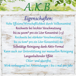 A.K.B. Algenentferner , Grünbelagentferner 60-Fach Vollkonzentrat , 0562 (10 L + Ausgiesser),idealer chlorfreier Dachreiniger , Steinreiniger , Fassadenreiniger
