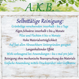 A.K.B. Algenentferner , Grünbelagentferner 60-Fach Vollkonzentrat , 0562 (10 L + Ausgiesser),idealer chlorfreier Dachreiniger , Steinreiniger , Fassadenreiniger